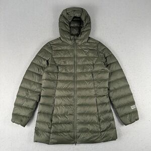 Eddie Bauer CirrusLite Down Parka Womens Medium Olive Green 650 Down Hooded